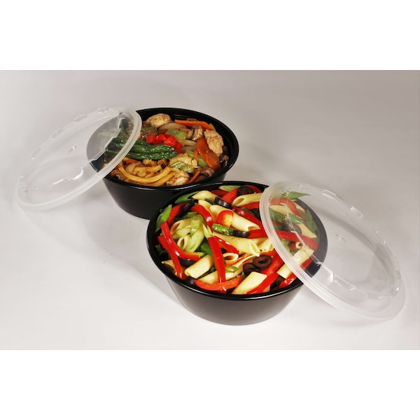 Cubeware Cubeware 32oz. Round Container Black Base With Clear Vented Lid, PK150 - CO-632B