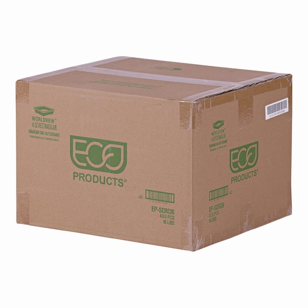 Eco-Products WorldView Renewable and Compostable Sugarcane Containers, 16 oz, 4.7 x 7 x 1.5, White, 400PK - EP-SCRC16