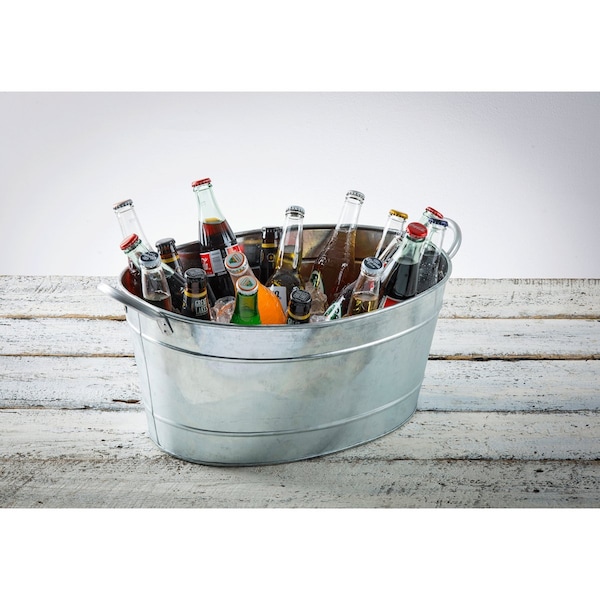 Tablecraft Oval Sngl Wall Bev Tub, Glv Steel, 19"X1" - HBT1914