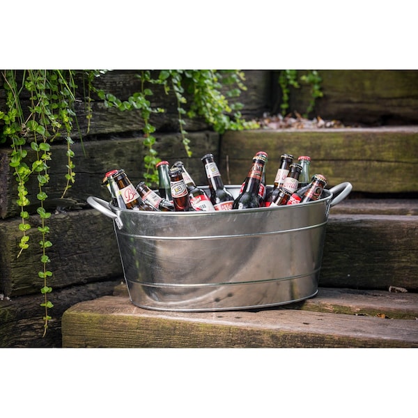 Tablecraft Oval Sngl Wall Bev Tub, Glv Steel, 19"X1" - HBT1914