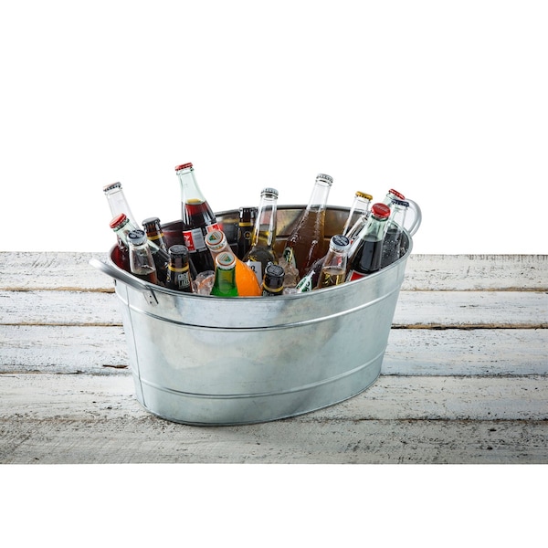 Tablecraft Oval Sngl Wall Bev Tub, Glv Steel, 19"X1" - HBT1914