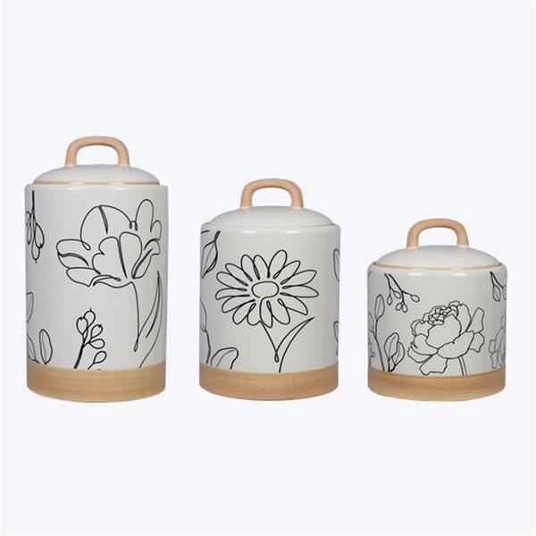 Youngs 9.5 in. Ceramic Human Nature Canister - Set of 3 - 21974