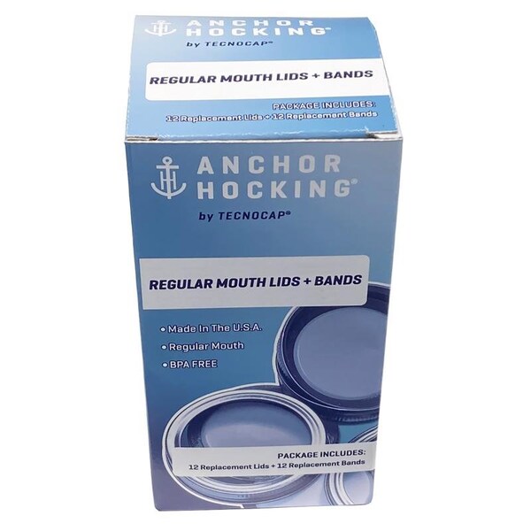 Tecnocap Tecnocap Anchor Hocking Regular Mouth Canning Lids and Bands 12 pk - HCR10TRB-G