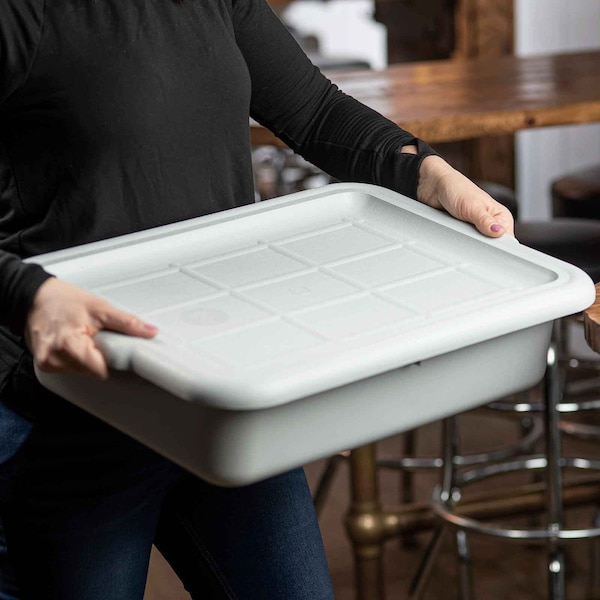 Tablecraft Bus Tub/ Tote Cover, 22"X16"X1", Hipp, Gray - 1531G