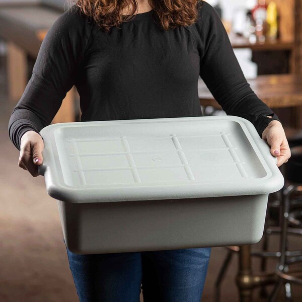 Tablecraft Bus Tub/ Tote Cover, 22"X16"X1", Hipp, Gray - 1531G