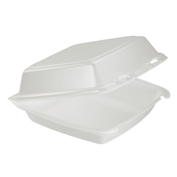 Dart Foam Hinged Lid Carryout Container 8.38 in. x 7.88 in. x 3.25 in. - DCC 85HT1