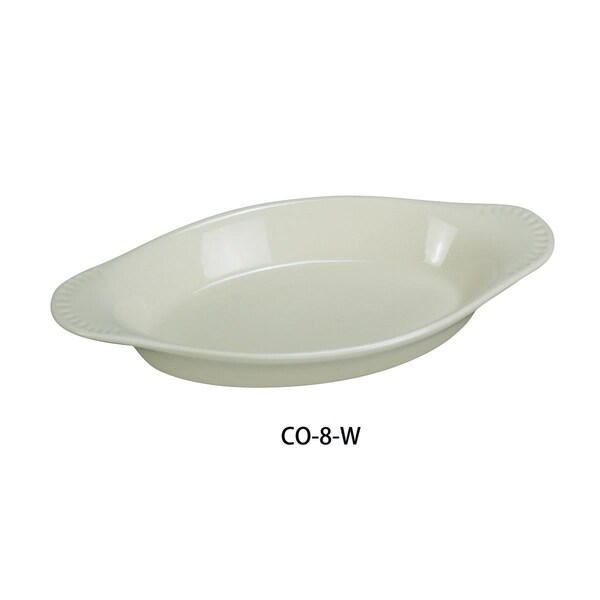 Yanco 8 oz China Oval Welsh Rarebit Crock, White Color - 8.5 x 4.25 x 1.125 in., 36PK - CO-8-W