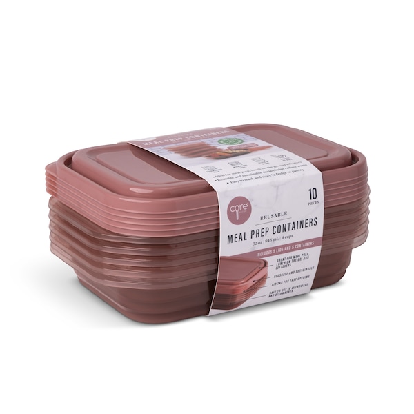 Core Kitchen 10pc 32oz Plastic Food Storage Set - Vintage Pink - 48535