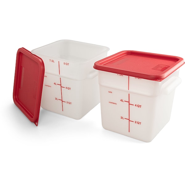 Carlisle Foodservice Food Storage Container, Square, 6 qt, PK2 - 11963-202