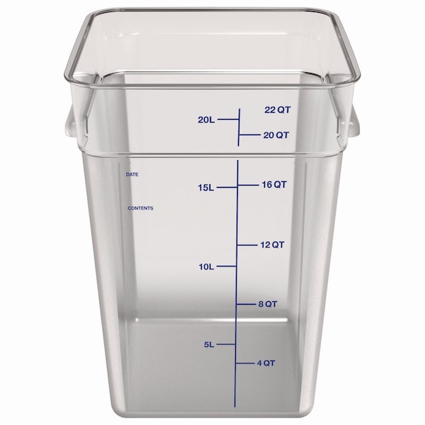 Carlisle Foodservice Squares Polycarbonate Food Storage Container, 22 qt, 11 13 x 11.13 x 15.72, Clear, Plastic - 1195607