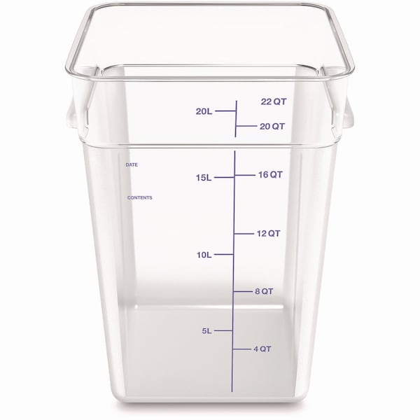 Carlisle Foodservice Squares Polycarbonate Food Storage Container, 22 qt, 11 13 x 11.13 x 15.72, Clear, Plastic - 1195607