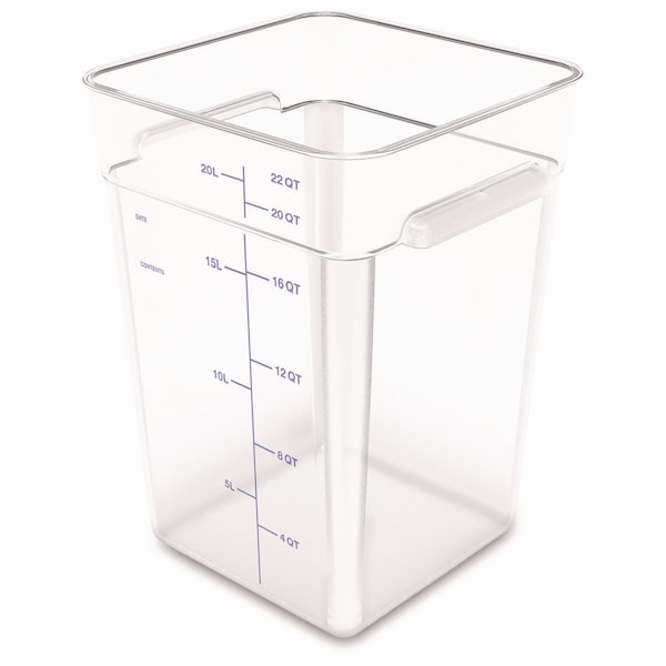 Carlisle Foodservice Squares Polycarbonate Food Storage Container, 22 qt, 11 13 x 11.13 x 15.72, Clear, Plastic - 1195607