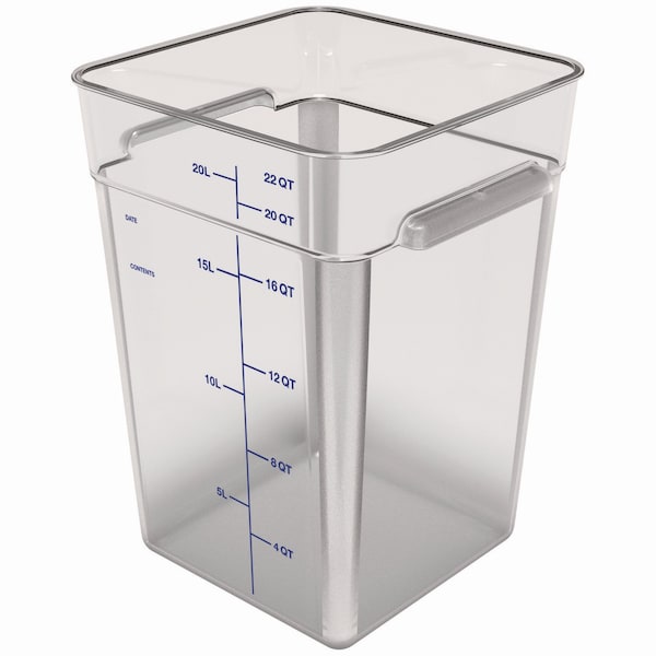 Carlisle Foodservice Squares Polycarbonate Food Storage Container, 22 qt, 11 13 x 11.13 x 15.72, Clear, Plastic - 1195607