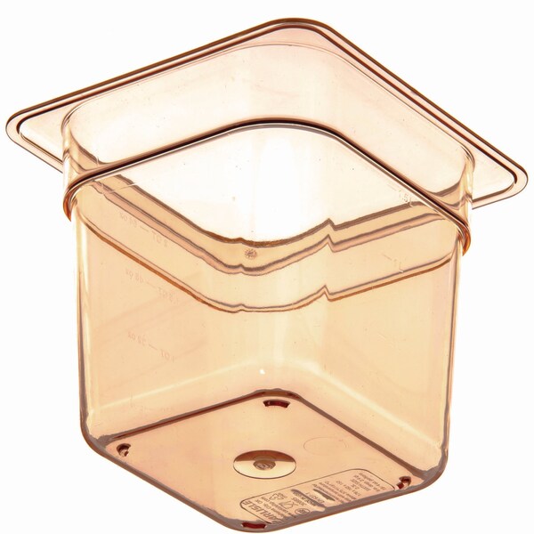 Carlisle Foodservice StorPlus High Heat Food Pan, 2.5 qt, 6.38 x 6.75 x 6, Amber, Plastic - 3088513