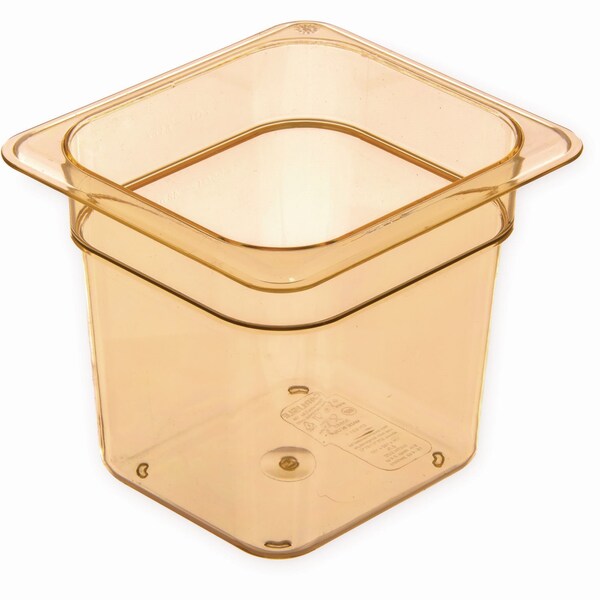 Carlisle Foodservice StorPlus High Heat Food Pan, 2.5 qt, 6.38 x 6.75 x 6, Amber, Plastic - 3088513