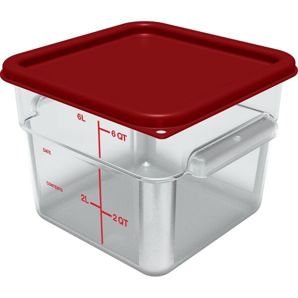 Carlisle Foodservice Squares Polycarbonate Food Storage Container, 6 qt, 8.75 x 8.75 x 7.31, Clear, Plastic - 1195207