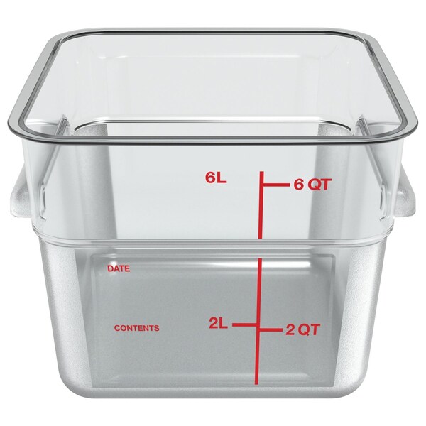 Carlisle Foodservice Squares Polycarbonate Food Storage Container, 6 qt, 8.75 x 8.75 x 7.31, Clear, Plastic - 1195207