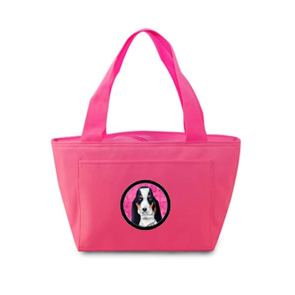 Carolines Treasures Pink Basset Hound Zippered Insulated School Washable And Stylish Lunch Bag Cooler - LH9374PK-8808