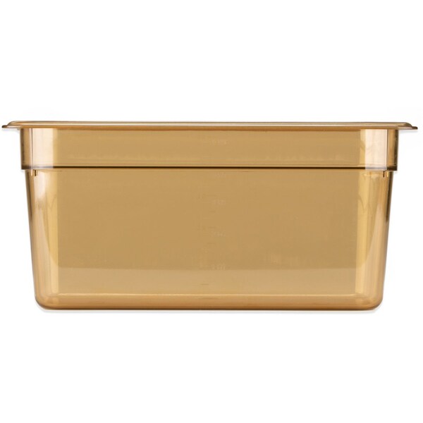 Carlisle Foodservice StorPlus High Heat Food Pan, 5.7 qt, 12.75 x 12.75 x 6, Amber, Plastic - 3086213
