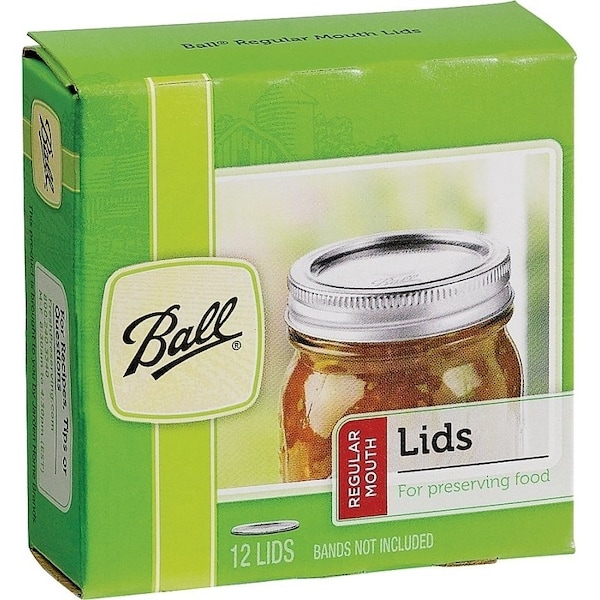 Ball 1440032000 Canning Jar Lid, 2.4 oz Capacity, Steel, Silver Cap/Lid - 1440031050