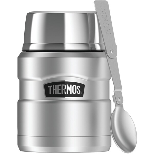 Thermos Stainless Steel Food Jar w/Folding Spoon, 16 oz., Matte Steel - SK3000MSTRI4