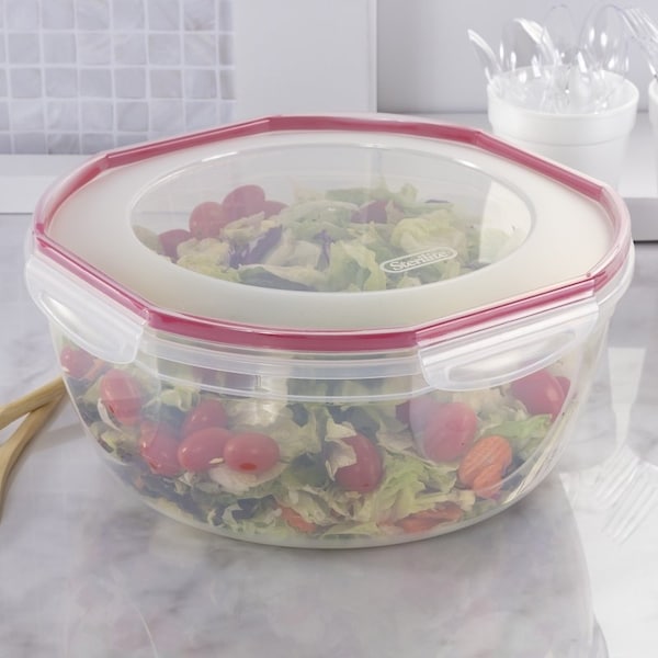 Sterilite UltraSeal 0 Storage Bowl, 81 qt Capacity, Plastic, ClearRocket Red, 558 in Dia, 12 in H - 3958602