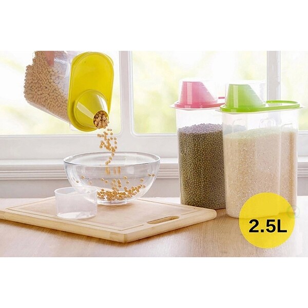 Basicwise Large BPA-Free Food Storage Containers with Lid - Set of 3 in Green, Pink, and Yellow - QI003216.3L