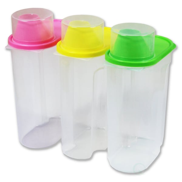 Basicwise Large BPA-Free Food Storage Containers with Lid - Set of 3 in Green, Pink, and Yellow - QI003216.3L