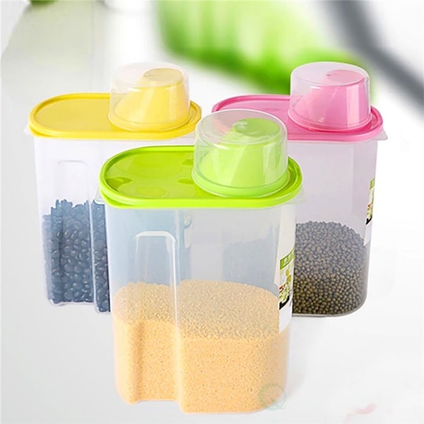 Basicwise Large BPA-Free Food Storage Containers with Lid - Set of 3 in Green, Pink, and Yellow - QI003216.3L