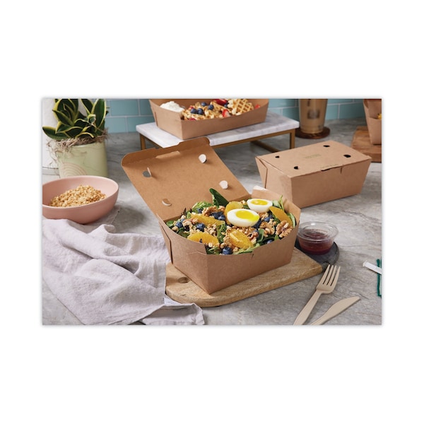 Pactiv Evergreen EarthChoice Tamper Evident OneBox Paper Box, 4.5 x 4.5 x 3.25, Kraft, 200PK - NOB08KECTE