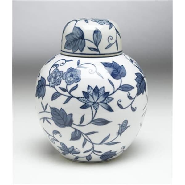 Aa Importing AA Importing 59767 Blue & White Round Jar with Lid - 59767