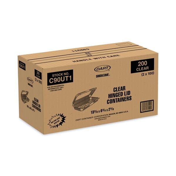 Dart StayLock Clear Hinged Lid Containers, 50.2 oz, 6.8 x 13.4 x 2.6, 200PK - C90UT1