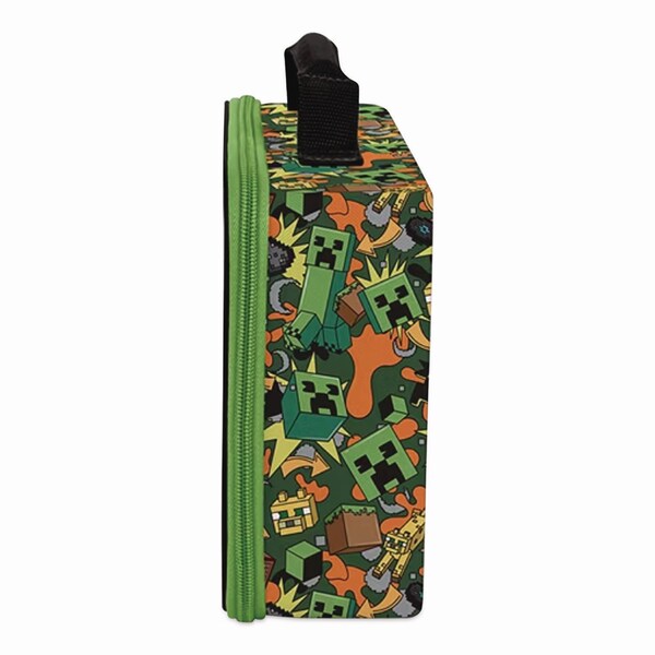 Thermos Minecraft Soft Lunch Box, 9.5in x 3.75in x 7.5in, Green/Orange/Gray - K224055006ST