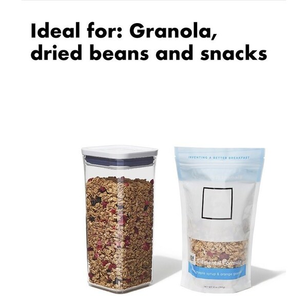 Oxo International Oxo Medium Pop Container, 1.7 qt Capacity, SAN, Clear/White, 4.1 in L, 4.1 in W, 9.8 in H - 11233900
