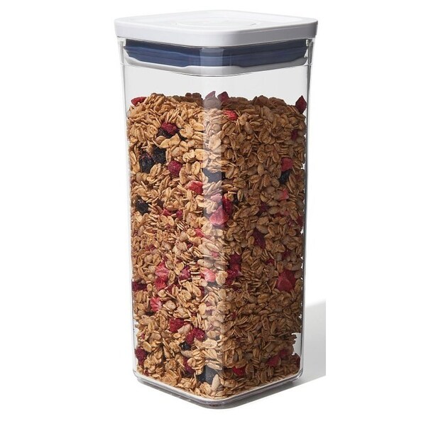 Oxo International Oxo Medium Pop Container, 1.7 qt Capacity, SAN, Clear/White, 4.1 in L, 4.1 in W, 9.8 in H - 11233900