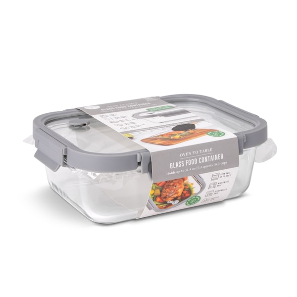 Core Kitchen 51.4oz Glass Food Storage Container w/ Glass Vented Lid - Pewter - 50780