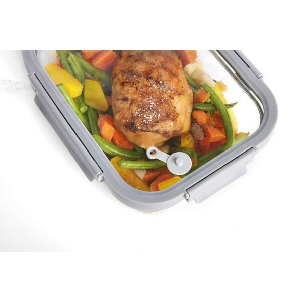 Core Kitchen 51.4oz Glass Food Storage Container w/ Glass Vented Lid - Pewter - 50780
