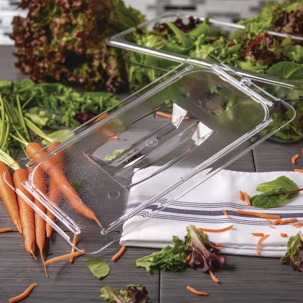 Carlisle Foodservice StorPlus Polycarbonate Handled Universal Lid, 7 x 12.5 x 0.88, Clear, Plastic - 10270U07