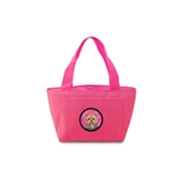 Carolines Treasures 15 x 7 in. Yorkie Zippered Insulated School Washable and Stylish Lunch Bag Cooler- Pink - SC9123PK-8808