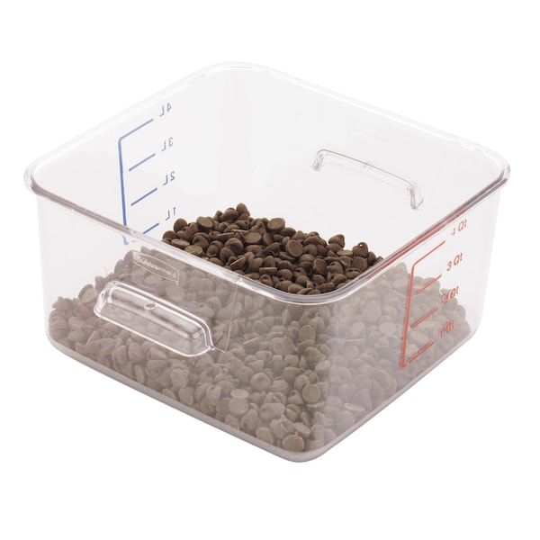 Rubbermaid Commercial SpaceSaver Square Containers, 4qt, 8 4/5w x 8 3/4d x 4 3/4h, Clear - FG630400CLR