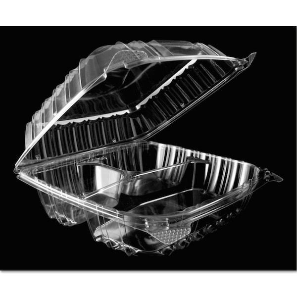 Dart ClearSeal Hinged-Lid Plastic Containers, 8.25 x 3 x 8.25, Clear, PK250 - C90PST3