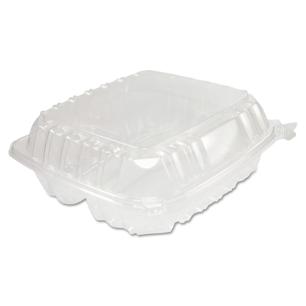 Dart ClearSeal Hinged-Lid Plastic Containers, 8.25 x 3 x 8.25, Clear, PK250 - C90PST3