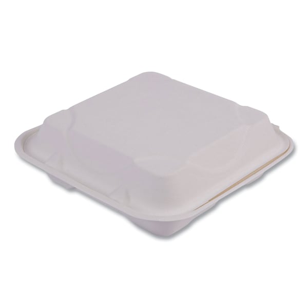Eco-Products Vanguard Sugarcane Clamshells, 3-Compartment, 9 x 9 x 3, White, PK200 - EP-HC93NFA