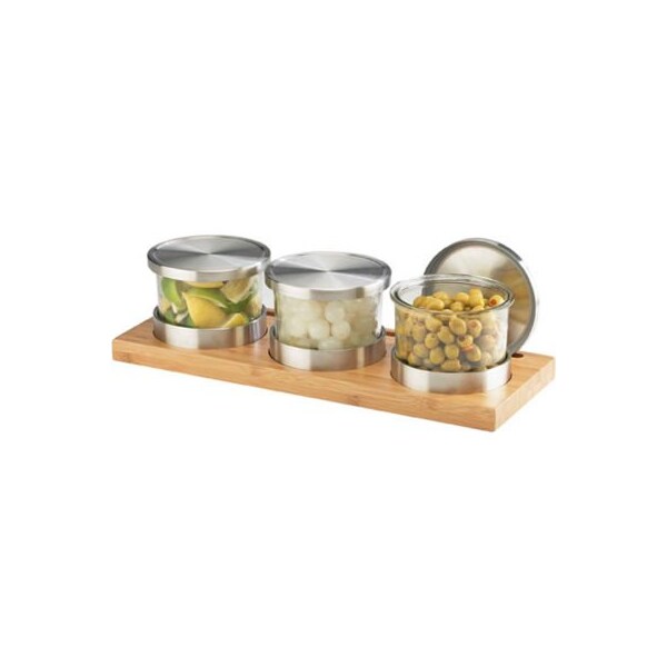 Cal Mil Plastics Cal-Mil Bamboo Jar Display with Notched Lid 16"W x 6"D x 4"H - 1850-4-60HL