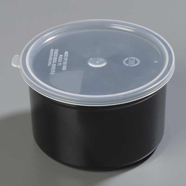 Carlisle Foodservice Poly-Tuf Crock w/Lid, 1.5 qt, Black, PK6 - 0316GR03