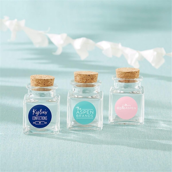 Kate Aspen Personalized Petite Treat Square Glass Favor Jar, Set of 12 - 27084NA-CP