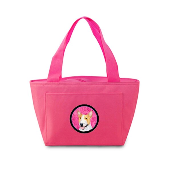 Carolines Treasures Pink Bull Terrier Zippered Insulated School Washable And Stylish Lunch Bag Cooler - SS4772-PK-8808