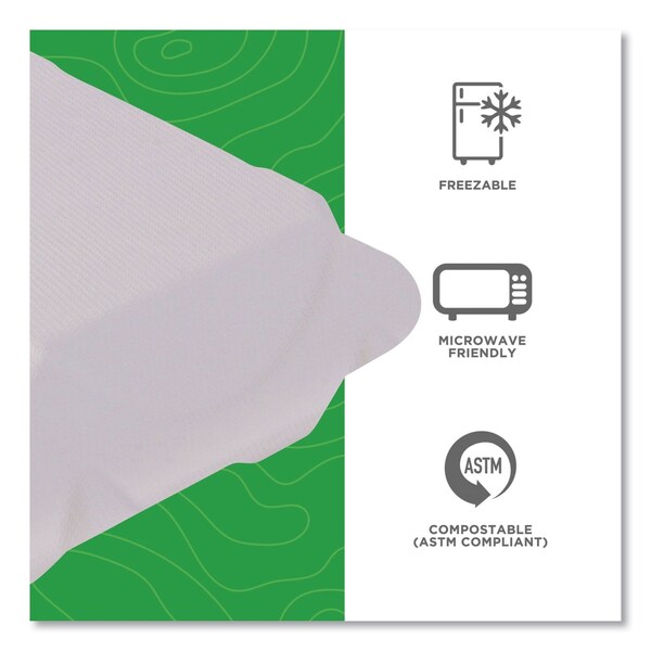 Eco-Products Vanguard Renewable and Compostable Sugarcane Clamshells, 3-Compartment, 8 x 8 x 3, White, 200PK - EP-HC83NFA