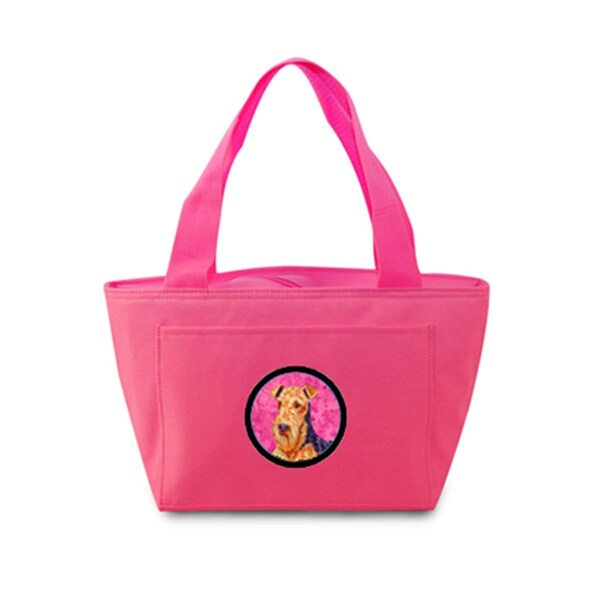 Carolines Treasures Pink Airedale Zippered Insulated School Washable And Stylish Lunch Bag Cooler - LH9381PK-8808