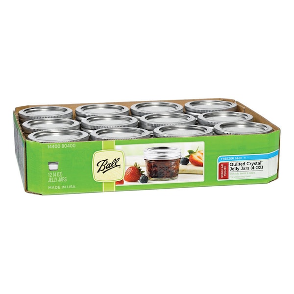Ball Ball Quilted Crystal Regular Mouth Jelly Jar 4 oz 12 pk - 1440080400